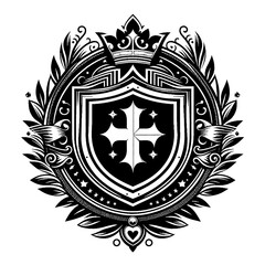 shield frame vector black and white