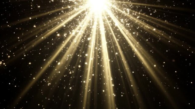 Radiating holy god rays on dark black background, overlay effect