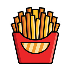 French fries color icon vector on White Background ,Vector Art Illustration on white background.