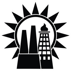 a energy of sun with ecology power statin  on a white background