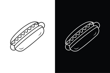 Hot Dog icon vector on White Background ,Vector Art Illustration on white background.