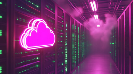 Cloud Computing Data Center  Servers  Network  Technology  Digital  Internet  Pink Neon Cl