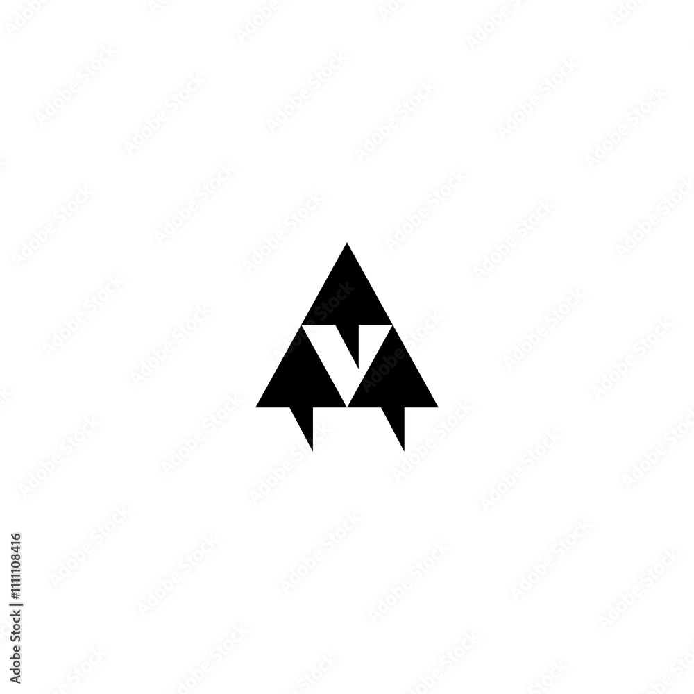 Fototapete Initial Letter A Logo. Black Geometric Triangle Arrow Shape isolated on Double Background. Usable for Business and Technology Logos. Flat Vector Logo Design Template Element 