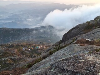 mountain landscape with fog