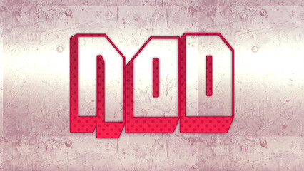 Cute 3d bold outline pink word design of Nod on white background.