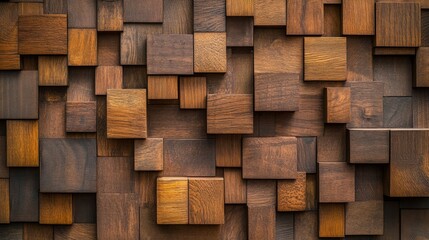 Fototapeta premium Brown wooden acoustic panels wall texture.