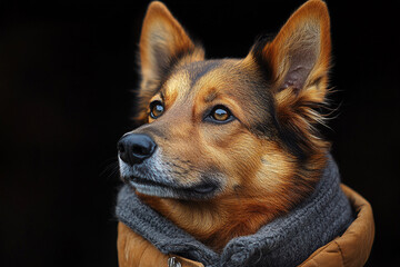 A Dog Wearing A Warm Brown Jacket