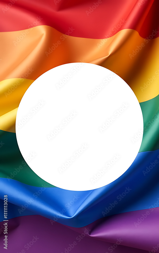 Aufkleber A wavy rainbow flag serves as the backdrop for an LGBT History Month display featuring an empty circle awaiting a message._00001_
