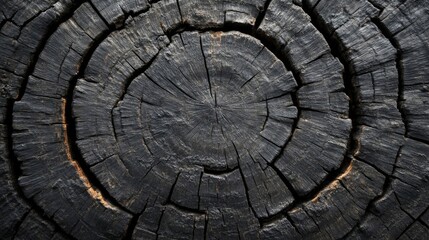 Close-up of Dark Wood Grain Pattern with Visible Rings