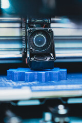 A 3d printer in the laboratory prints a structure from a polymer