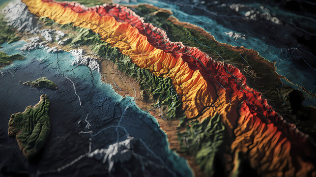 Tectonic plate boundaries and earthquake distribution:a geospatial visualization. Tectonic. Illustration