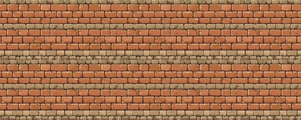 seamless pattern of Pixel art brick wall texture brown beige medieval game design background