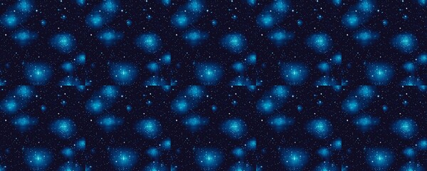 Fototapeta premium seamless pattern of Abstract cosmic nebula digital art dark blue light blue pixel style fantasy space background 