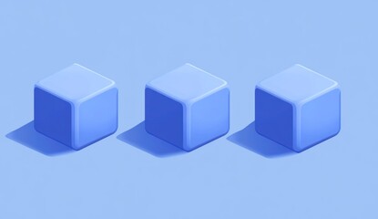 Obraz premium Three light blue isometric cubes on a light blue background.