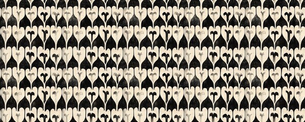 seamless pattern of Abstract black and beige heart pattern textile design  vintage style, elegant mood, autumnal feel 