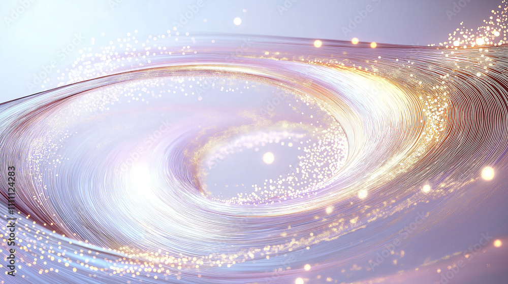 Poster golden swirling light trails creating a mesmerizing vortex with sparkling particles