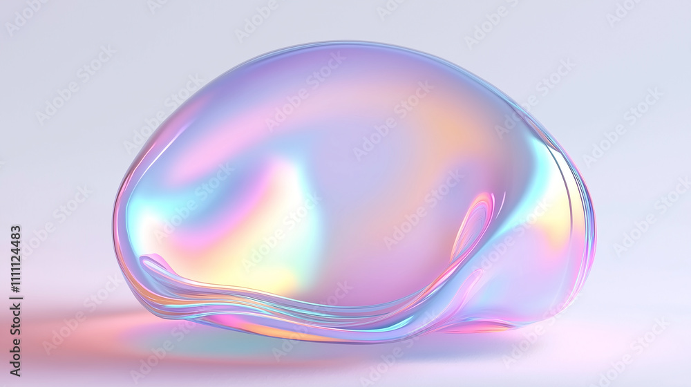 Poster holographic morphing abstract blob showing rainbow colors
