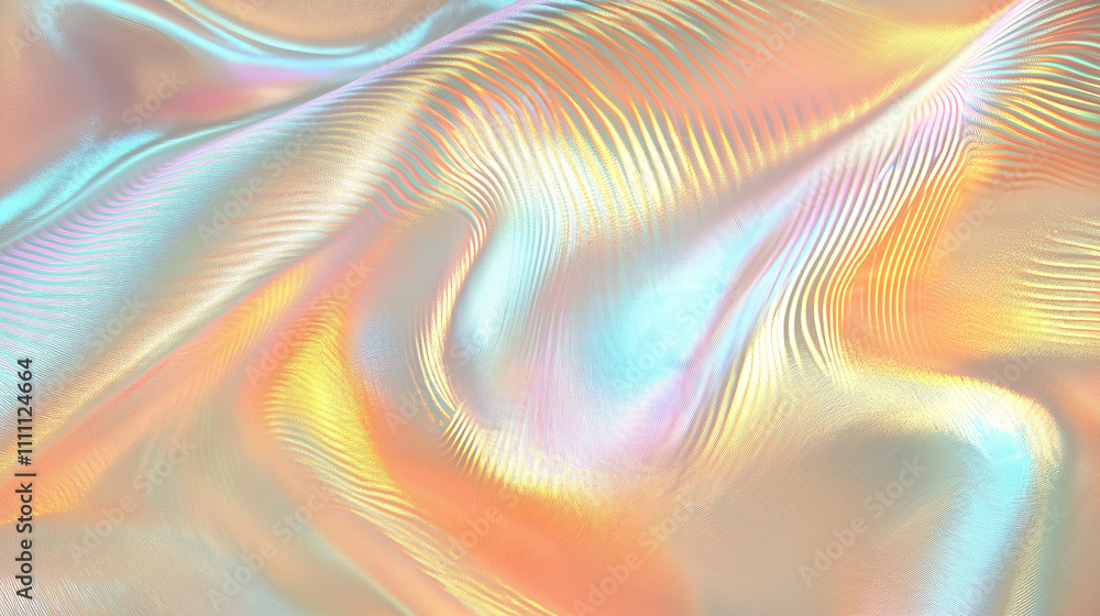 Poster iridescent holographic pastel colorful texture creating wavy pattern