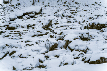 Snow-Covered Rocks in a Winter Landscape