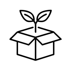 Biodegradable packaging icon with leaves