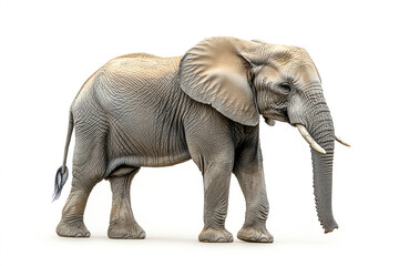 Fototapeta premium African Elephant Standing Isolated On White Background