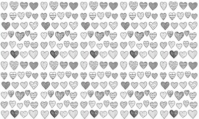 Fototapeta premium seamless pattern of Black and white hand drawn hearts Valentines Day romantic doodle pattern design 