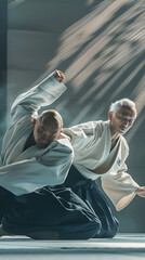 Captivating Display of Ueshiba Aikido Techniques in Martial Arts Practice Session