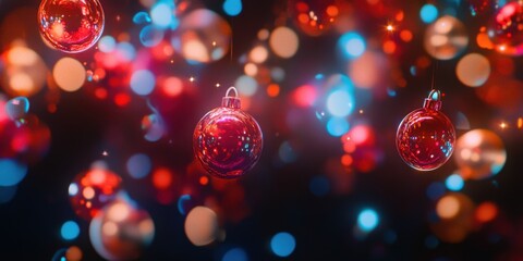 Colorful abstract bokeh lights glowing softly on a black backdrop, creating a festive mood for New Year greetings and celebration designs