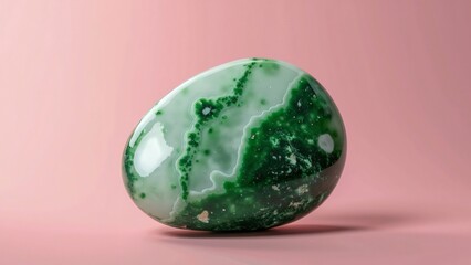 Polished Green Jade Stone, Detailed Close-up