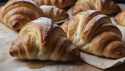 Fototapeta premium sourdough croissants on a wooden board