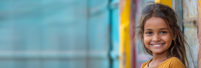 Obraz premium Portrait of smiling girl in outdoor