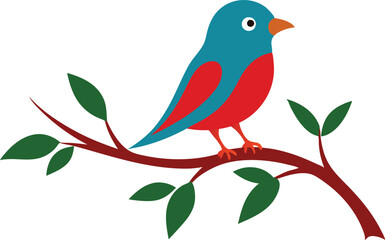 A bird on a tree branch on a white background