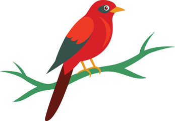 A bird on a tree branch on a white background