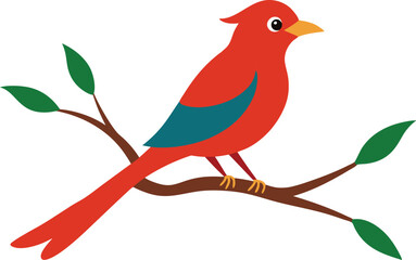 A bird on a tree branch on a white background