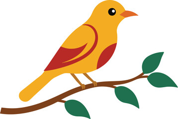 A bird on a tree branch on a white background