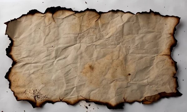 A burnt sheet of paper with the effect of an old document that catches fire and goes out