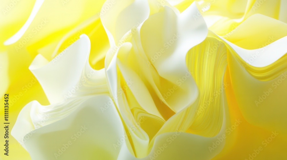 Poster vibrant yellow background with a 3d paper maze and abstract folded paper effect