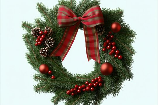 Christmas wreath on white background 
