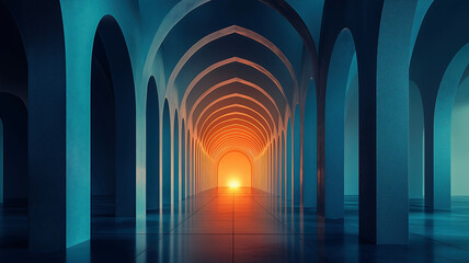 Obraz premium Futuristic Archway: Abstract Glow of Light and Shadows