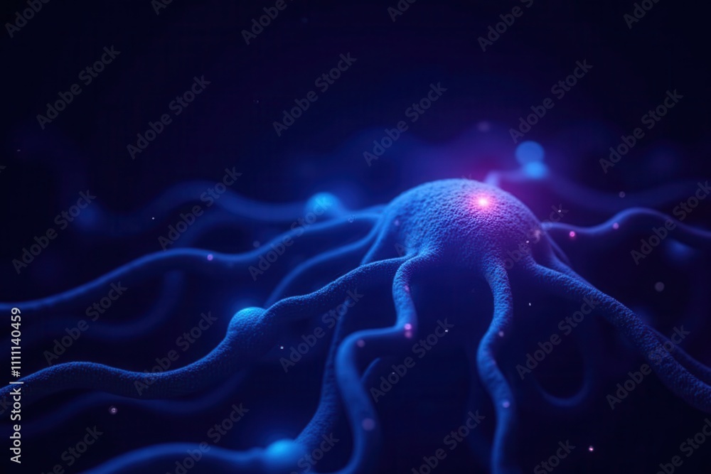 Poster abstract network visualization of neural connections in a dark background highlighting the beauty of