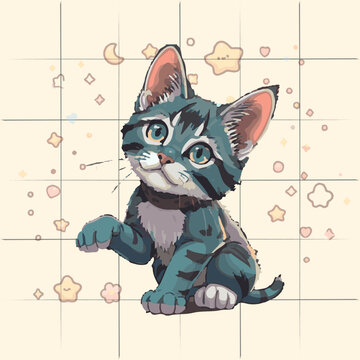 Whimsical Kitten Illustration
