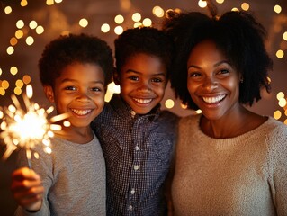 Fototapeta premium Celebrating joyful moments with family in cozy home festive lifestyle portrait warm indoor setting heartwarming vibes