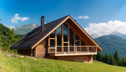 Obraz premium chalet di montagna casa in legno 
