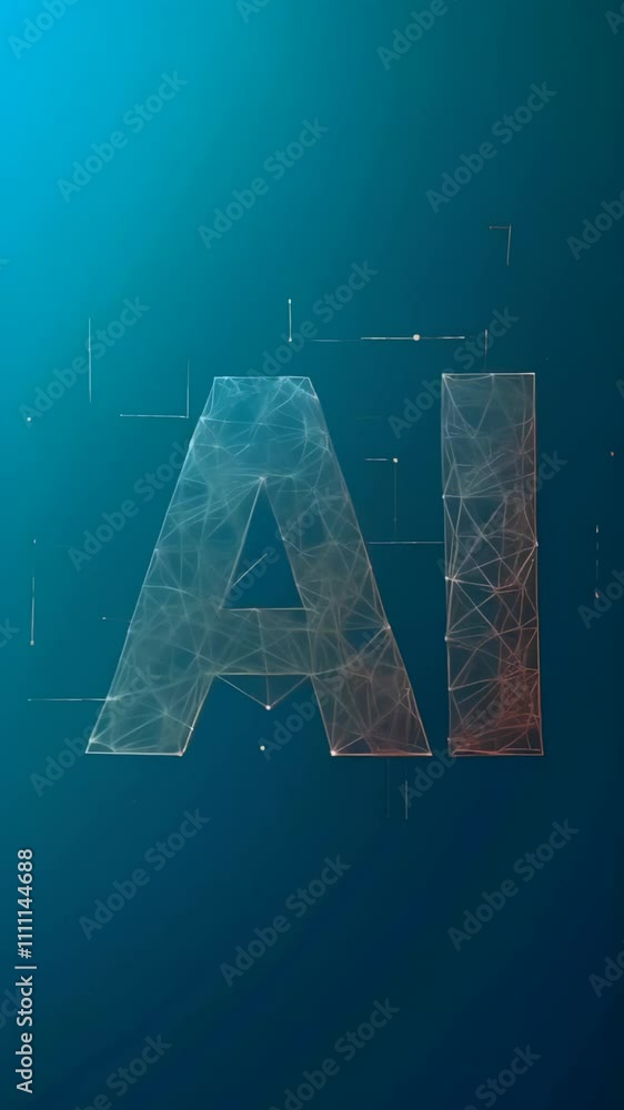 Aufkleber Artificial intelligence symbol ai formed by connecting lines and dots representing neural network and machine learning on a gradient blue background
