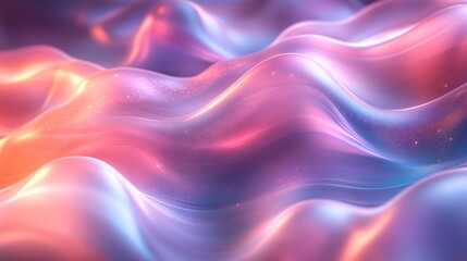 Fototapeta premium A smooth holographic gradient blending soft blues purples and pinks with a fluid reflective texture
