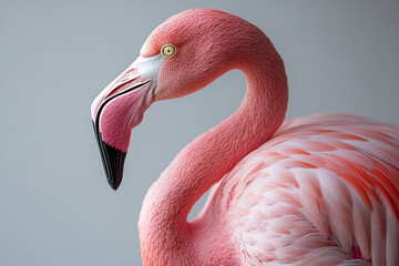 Fototapeta premium Pink Flamingo Profile Elegant Bird Feathers