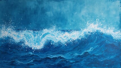 Obraz premium Stunning Ocean Waves Close-Up, Blue Water, Foam, and Dynamic Motion