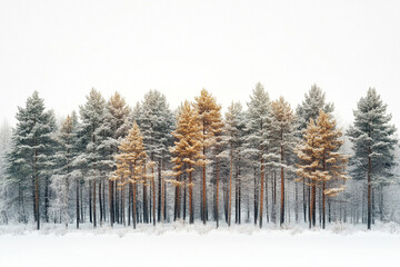 Fototapeta premium Winter Snow Covered Pine Trees In A Forest