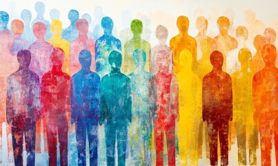 Fototapeta premium A group of multicolour people represent culture diversity. Abstract illustration showing cultural and racial difference