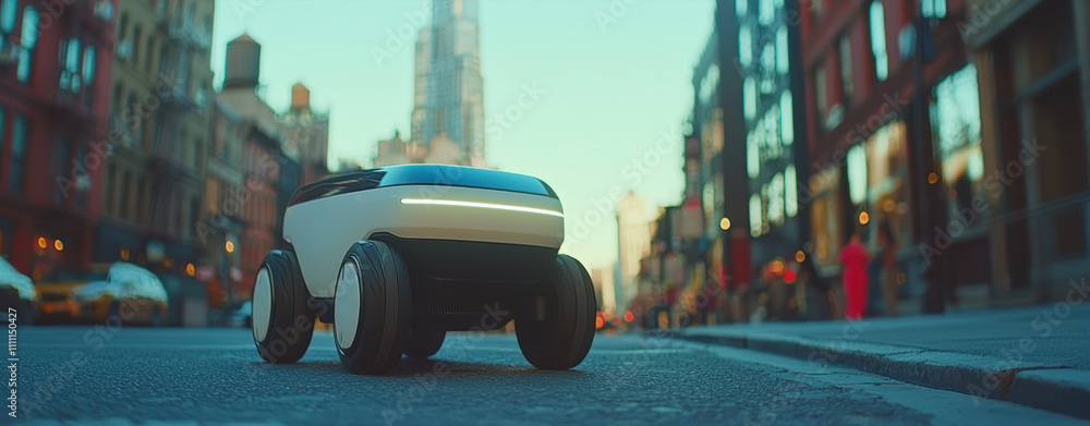 Aufkleber ai delivery robot navigating urban sidewalk for efficient package delivery solutions